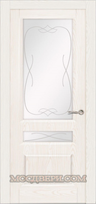 Межкомнатная дверь Ситидорс Малахит-2 klassik стекло гравировка "Вуаль" Ясень белый