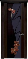 Межкомнатная дверь Varadoor Палермо-3 стекло Клематис-1 красное без фьюзинга рисунок односторонний Венге