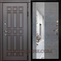 Входная дверь Лекс 8 Сенатор Венге №97 Бетон серый с зеркальной вставкой