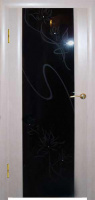 Межкомнатная дверь Ситидорс Бриллиант стекло черный триплекс со стразами Беленый дуб