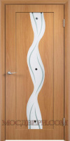 Межкомнатная дверь Вираж Стекло белое матовое с фьюзингом Миланский орех