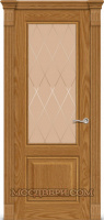 Межкомнатная дверь Ситидорс Малахит-1 New Profile стекло бронза гравировка ромбы Дуб медовый