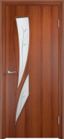Межкомнатная дверь Тип С-02 Стекло Сатинато с фьюзингом Итальянский орех