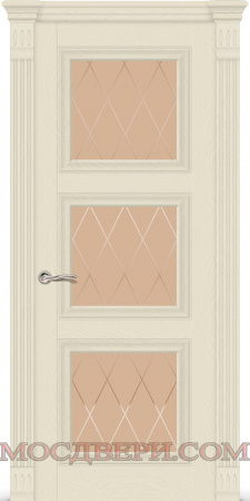 Межкомнатная дверь Ситидорс Crystal-4 стекло Ромбы бронза soft Ясень Капучино