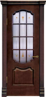 Межкомнатная дверь Анкона стекло Валенсия с решеткой Красное дерево