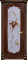 Межкомнатная дверь Анкона-2 стекло Вуаль Красное дерево