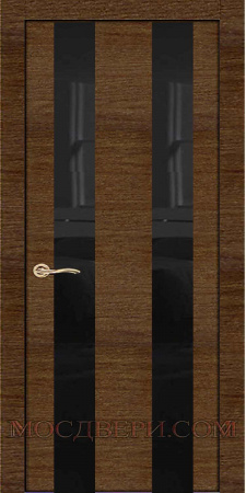 Межкомнатная дверь Ситидорс Ультра-2 стекло лакобель черное Дуб мореный