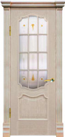 Межкомнатная дверь Анкона стекло Валенсия с решеткой Ясень белый тон 6