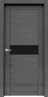 Межкомнатная дверь Велюкс 02 покрытие Soft touch Стекло Черный Лакобель Ясень грей