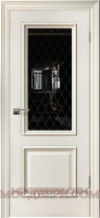 Межкомнатная дверь Престиж 2 эмаль шампань RAL 9010 Прозрачное затемненное стекло