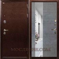 Входная дверь Лекс 5А №97 Бетон серый с зеркальной вставкой