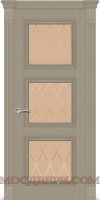 Межкомнатная дверь Ситидорс Crystal-4 стекло Ромбы бронза soft Ясень Грей