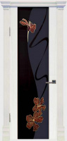 Межкомнатная дверь Varadoor Палермо-3 стекло Клематис-1 красное без фьюзинга рисунок односторонний Ясень белый тон 6