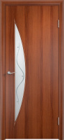 Межкомнатная дверь Тип С-06 Стекло Сатинато с фьюзингом Итальянский орех