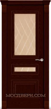 Межкомнатная дверь Ситидорс Элеганс-2 стекло бронза с алмазной гравировкой ромб Ясень шоколад